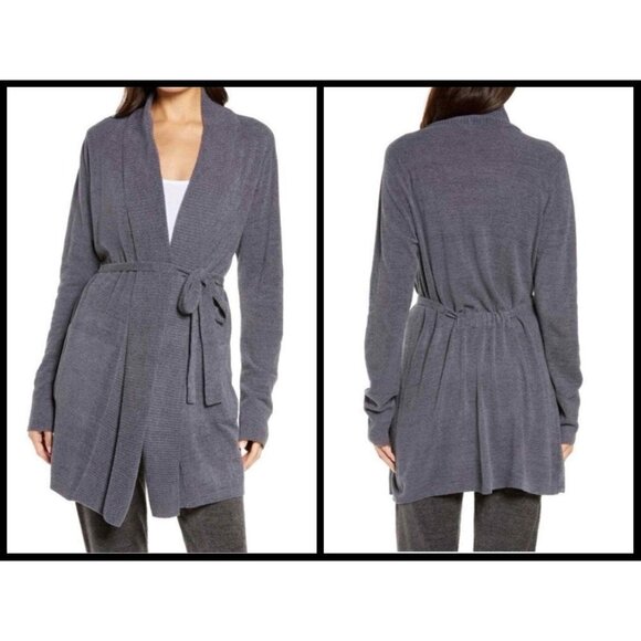 💕BAREFOOT DREAMS💕 CozyChic Drape Rib Cardigan Ultra Lite Pacific Blue L NWT - Picture 2 of 16